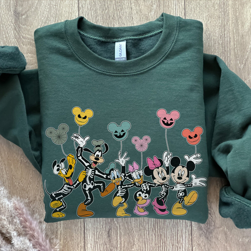 Mickey and Friends Skeleton Halloween SweatShirt, Disney Skeleton Halloween Shirt, Halloween Balloon Shirt, Halloween Group Shirt, Halloween - 4.jpg