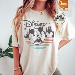 Retro Disney Castle Family Shirt, Disney Rainbow Castle Shirt, Retro Mickey Shirt, Disneyland Shirt, Disneyworld Shirt,