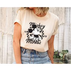 retro disney classic mickey mouse shirt, vintage disney mickey 1928 shirt, retro disney couple shirt, checkered mickey m