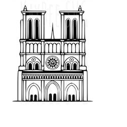 notre dame cathedral svg png jpg clipart digital cut file download for cricut silhouette sublimation printable art - per