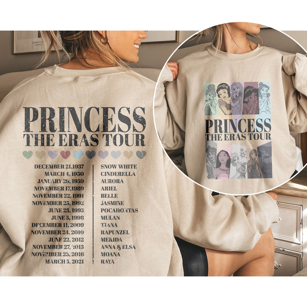 Retro Princess Eras Tour Sweatshirt, Disney Princess Sweatshirt, Disney Princess Characters Shirt, Disney Girl Shirt, Disney Group Shirts - 2.jpg
