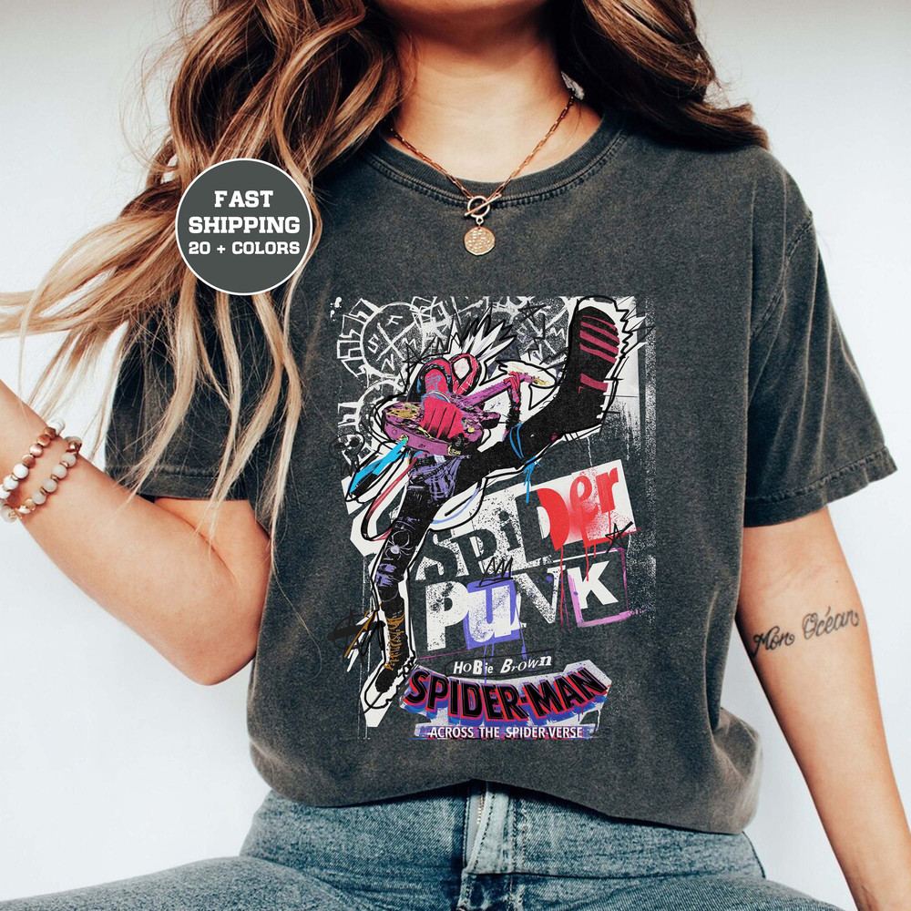 Retro Spider Punk Comfort Colors Shirt, Spider-Man Across the Spider-Verse Shirt, Spider-Man 2023 Shirt, Marvel Shirt, Marvel Fan Gift - 1.jpg