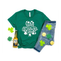 happy st. patricks day with shamrock shirt, happy st patricks day shirt, shamrock shirt, leopard shamrock, lucky shirt,