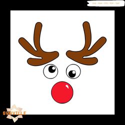 a red nose reindeer face svg, christmas svg, christmas gift svg, merry christmas svg, christmas day svg, reindeer svg, c
