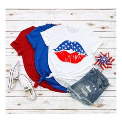 lips shirt, 4th of july shirt, 4th of july, lips and stars shirt, 4th of july lip shirt, stars and stripes unisex shirt,