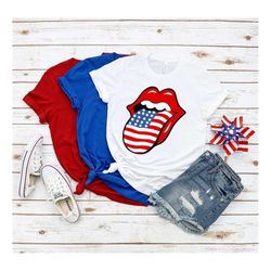 american flag lips shirt, patriotic day shirt, usa lips shirt, lips american flag shirt, kisses shirt, 4th of july shirt
