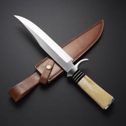 custom hand-made d2 steel hunting bowie knife lovely style with leather sheet