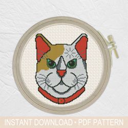 cat cross stitch pattern pdf, animal, pet, - easy cross stitch, beginner cross stitch - instant download