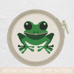 frog cross stitch pattern pdf, animal cross stitch - instant download