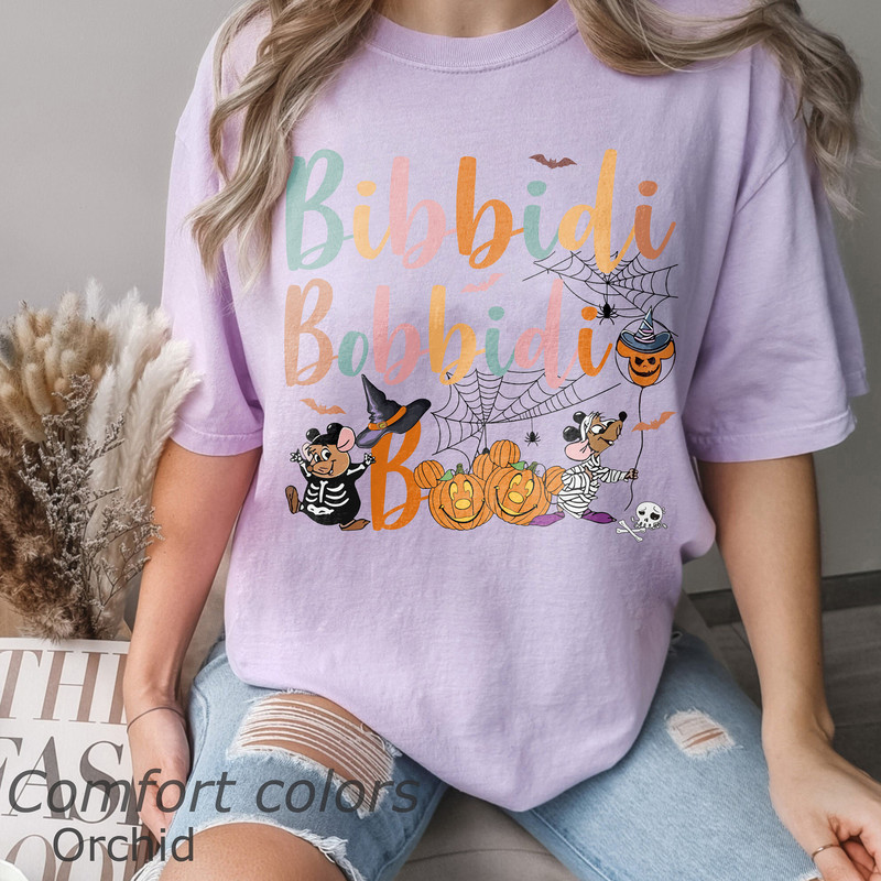 Bibbidi Bobbidi Boo Halloween Comfort Colors Shirt, Jaq And Gus Shirt,Halloween Pumpkin Shirt, Disney Cinderella Shirt, Halloween Group Tee - 3.jpg