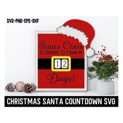 christmas santa countdown svg, santa claus is coming to town in days, christmas laser countdown svg, holiday decor, glow