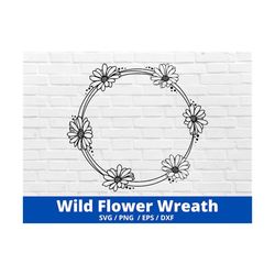 wild flower wreath illustration clipart, flower wreath svg, wild flower wreath svg, wild flower png