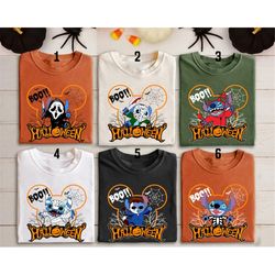 vintage stitch halloween shirt, stitch horror halloween shirt, disney halloween family shirt, funny halloween matching,