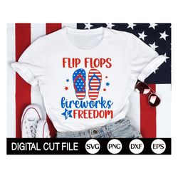 flip flops fireworks and freedom svg, 4th of july svg, fourth of july svg, patriotic, 4th july sublimation shirt, png, s