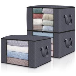 1pc/3pcs Clothes Storage Foldable Blanket Storage Bag Storage Container Organization Clothes Bedroom Quilt Closet Dormit