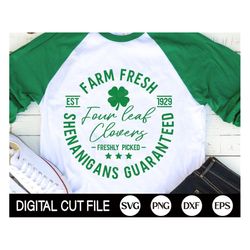 farm fresh four leaf clovers svg, funny st patricks day svg, shamrock png, clover svg, st patricks shirt, svg files for