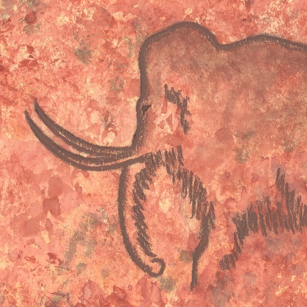 Drawing-of-a-prehistoric-hunters-is-a-modern-abstract-watercolor-drawing-on-paper-Painting-for-interior-as-a-gift-mammoth-hunting-by-prehistoric-man.jpg