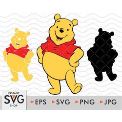 Bear Winnie Svg Eps Png, Cricut, Cutting file, Vector, Clipart, Layered by color, Nursery Print, Baby Shower Decor