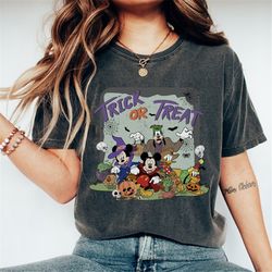 vintage disney mickey and friends halloween shirt, disney trick or treat shirt, mickey minnie shirt, halloween matching