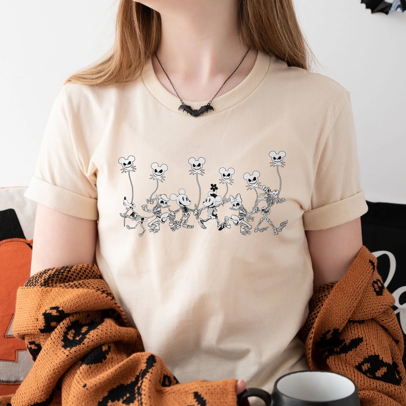 Disney Skeleton Halloween Comfort Colors Shirt, Mickey Jack Skellington Shirt, Mickey and Friends Balloon Shirt, Hallooween Family Shirts - 4.jpg