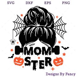 momster frankenstein svg, mom halloween svg, messy bun svg