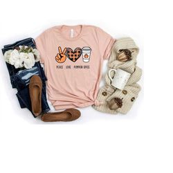 peace love pumpkin spice t-shirt - funny pumpkin spice shirt -pumpkin spice coffee apparel -halloween pumpkin outfit -gi