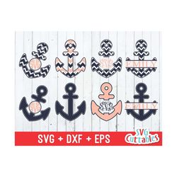 anchor svg, anchor monogram frame, svg, eps, dxf, split anchor, chevron anchor, silhouette, cricut cut file, digital dow