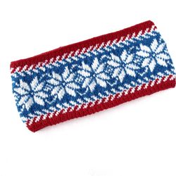 Hand knitted wool headband Norwegian snowflake head wrap headband ear warmers unisex boho hair accessory Christmas gift