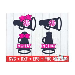 cheer megaphone svg - cheer monogram frame svg - eps - dxf - cheerleader svg - cheer cut file - silhouette file - cricut