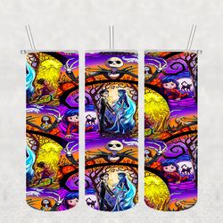 jack and sally halloween png , 3d tumbler wrap, straight tumbler png design 20oz/ 30oz tumbler png file instant download
