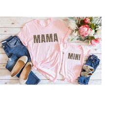 mama and mini matching shirts, mama and mini leopard t-shirt, mommy and me matching shirts, comfort colors mama shirt, m