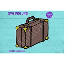 Vintage Leather Suitcase SVG PNG JPG Clipart Digital Cut File Download for Cricut Silhouette Sublimation Printable Art -