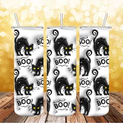 boo cat halloween png , 3d tumbler wrap, straight tumbler png design 20oz/ 30oz tumbler png file instant download