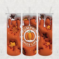 pumpkin spice coffee png , 3d tumbler wrap, straight tumbler png design 20oz/ 30oz tumbler png file instant download