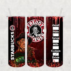 freddy krueger coffee png , 3d tumbler wrap, straight tumbler png design 20oz/ 30oz tumbler png file instant download