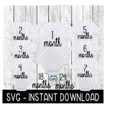 Monthly Baby Photo Shoot Bodysuit SVG, Baby Bodysuit Bundle SVG Files, Instant Download, Cricut Cut Files, Silhouette Cu