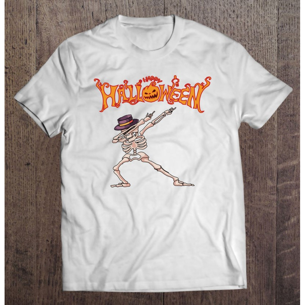 Funny Skeleton Dabbing Halloween Lettering With Pumpkin Design For Holloween Best Gift Idea Classic.jpg