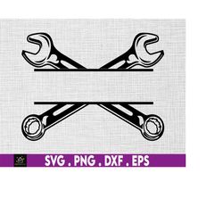 Crossed Wrenches svg, Split Monogram svg, Name Frame svg, Instant Digital Download files included!