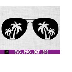palm tree sunglasses svg, palm tree svg, beach svg, beach sunglasses svg, summer svg, transparent background, instant do