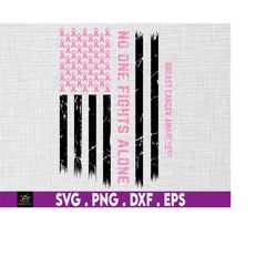 breast cancer no one fights alone american flag svg png, cancer warrior svg, fight cancer, svg, png files for cricut sub