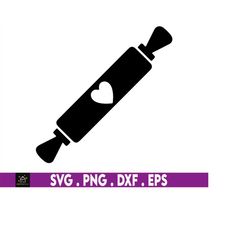 Rolling Pin With Heart Svg, Rolling Pin Svg, Heart Svg, Baker, Baking, Kitchen, Cooking, Instant Digital Download Files