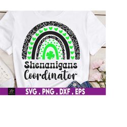 shenanigans coordinator rainbow funny st. patrick's day shamrocks svg, 4 leaf clover, irish svg, leprechaun, shamrock sv