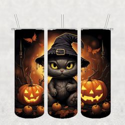 cat pumpkin halloween png, 3d tumbler wrap, straight tumbler png design 20oz/ 30oz tumbler png file instant download