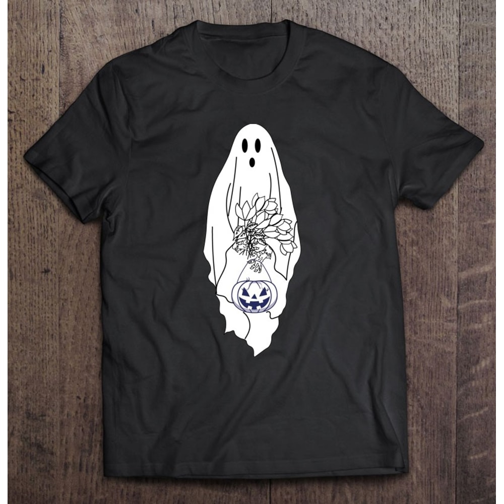 Floral Ghost Pumpkin Sticker , Halloween Shirts Classic.jpg
