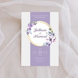 wildflower wedding invitation template, boho wedding invitation suite, printable wedding invitations, wedding invite