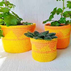 Crochet plant pot cover pattern 3 sizes Jacquard crochet pattern and video Easy tapestry mosaic crochet for beginner