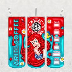 ariel princes coffee png, 3d tumbler wrap, straight tumbler png design 20oz/ 30oz tumbler png file instant download