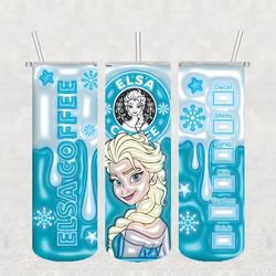 elsa princes coffee png, 3d tumbler wrap, straight tumbler png design 20oz/ 30oz tumbler png file instant download