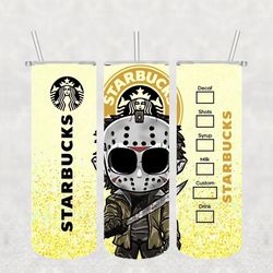 jason voorhees starbucks png, 3d tumbler wrap, straight tumbler png design 20oz/ 30oz tumbler png file instant download