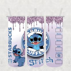 stitch starbucks png, 3d tumbler wrap, straight tumbler png design 20oz/ 30oz tumbler png file instant download
